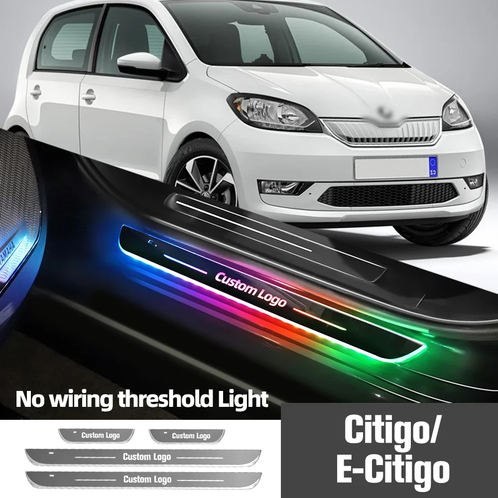

For Skoda Citigo E-Citigo 2011-2023 2018 2020 Car Door Sill Light Customized Logo LED Welcome Threshold Pedal Lamp Accessories