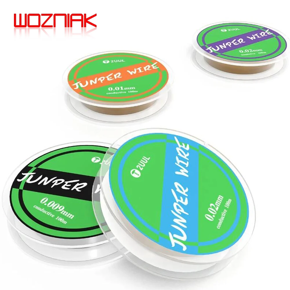 2UUL 초극세 점퍼 와이어, 100m FX-001 0.01mm FX-0009 0.009mm FX-002 0.02mm 전도성 및 FX-002A 0.02mm 절연 플라잉 라인