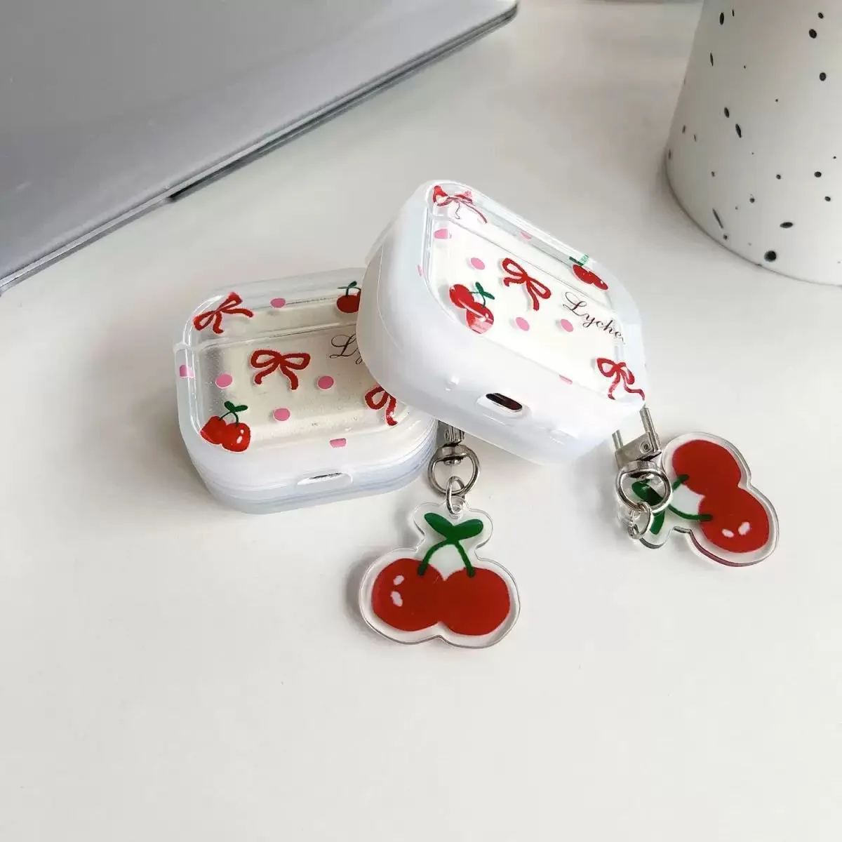 Clear TPU AirPods Case with Pendant for AirPods 1 2 3 Pro
