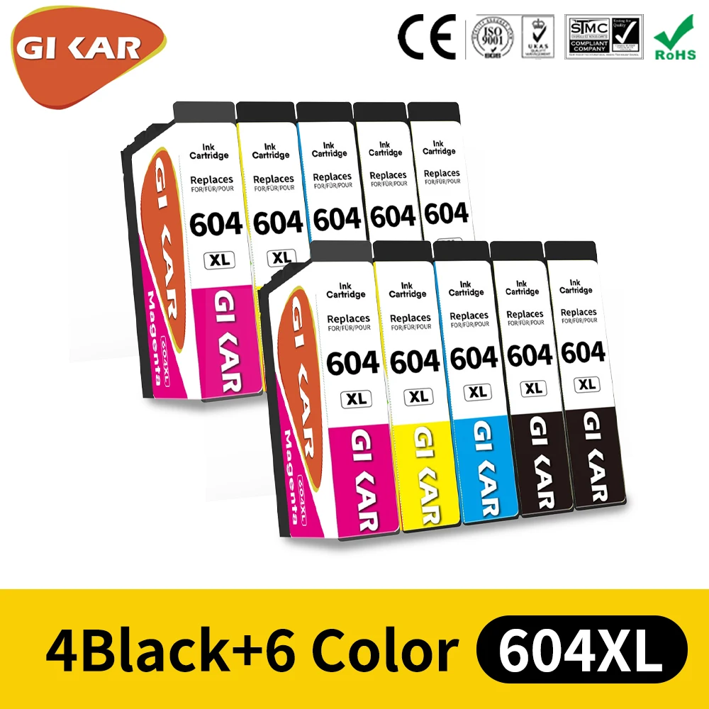 Cartuccia D'Inchiostro Gikar Epson 604 Con Chip Per Stampante Epson Xp-2200 2205 3200 3205 4200 4205 Wf-2910 2935 2930 2950