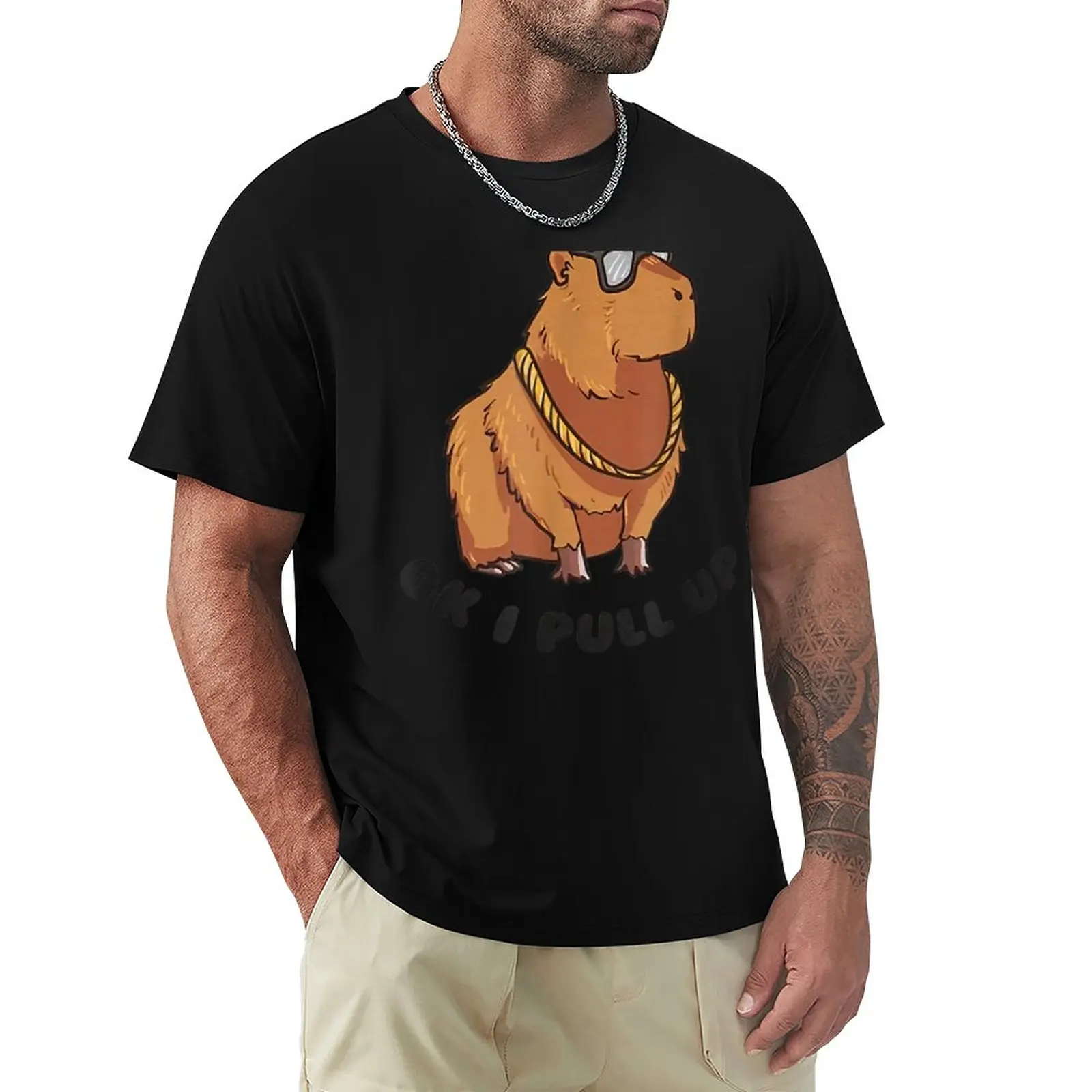 

Ok I Pull Up Funny Capybara Glasses Da T-Shirt hippie clothes animal prinfor boys summer clothes black t shirts for men