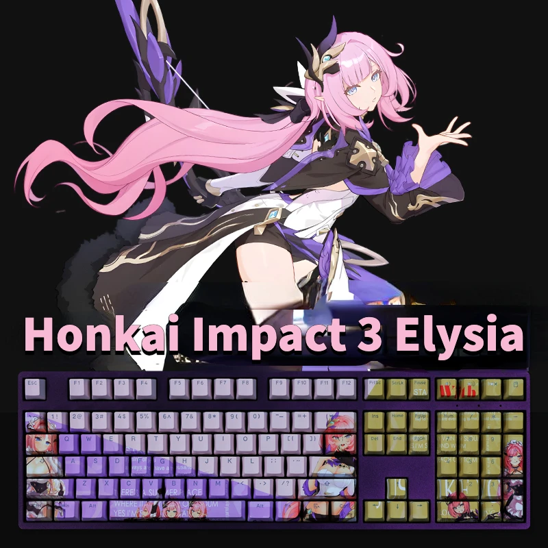 

Honkai Impact 3 Elysia 108 клавиши PBT краситель сублимационный колпачок аниме колпачки для механических игровых клавиатур