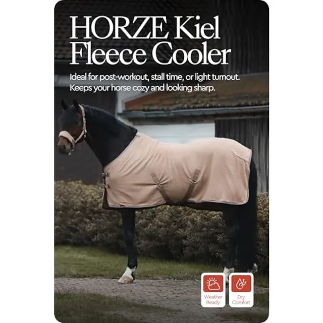 Kiel Fleece Horse Cooler Blanket Quick-Dry Fleece Horse Cooler Sheet with X-Surcgles and Tail Cord