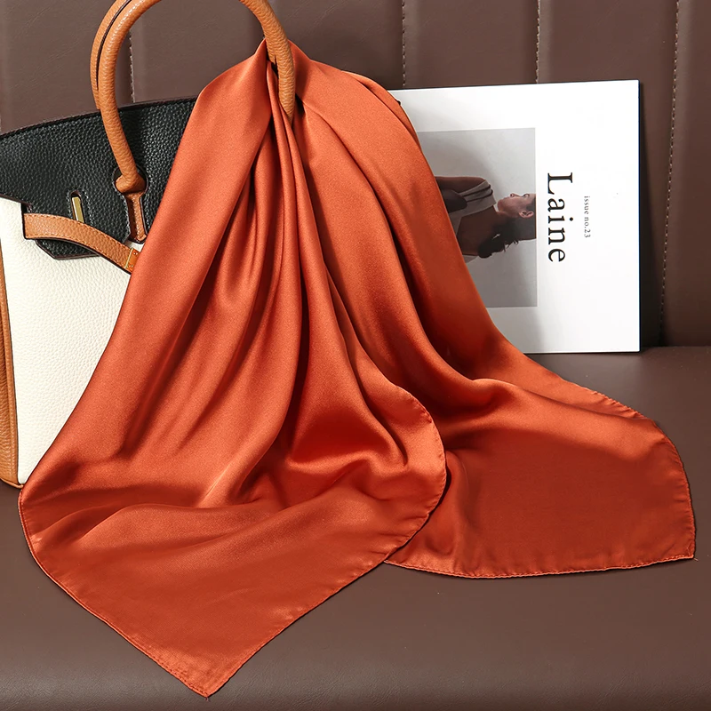 Luxury Silk Square Scarf - 21 Colors 70cm Neck Tie Shawl Womens Hair Bandana  Headscarf
