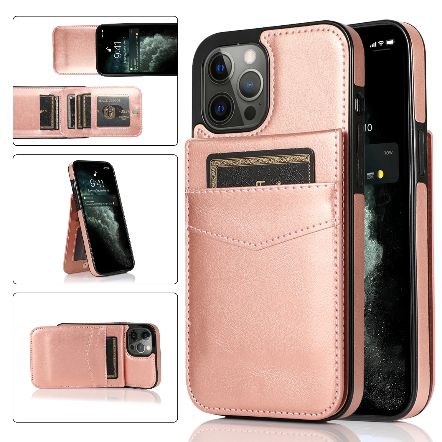 Luxury Leather Card Holder Flip Case - Designer Fashion Phone Cover