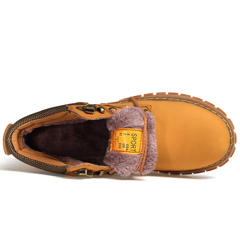 Winter Männer Stiefel Leder Stiefeletten Warme Mann Schnee Stiefel Nicht-slip Arbeit Stiefel Outdoor Wandern Klettern Gehen Casual turnschuhe – Detail 22