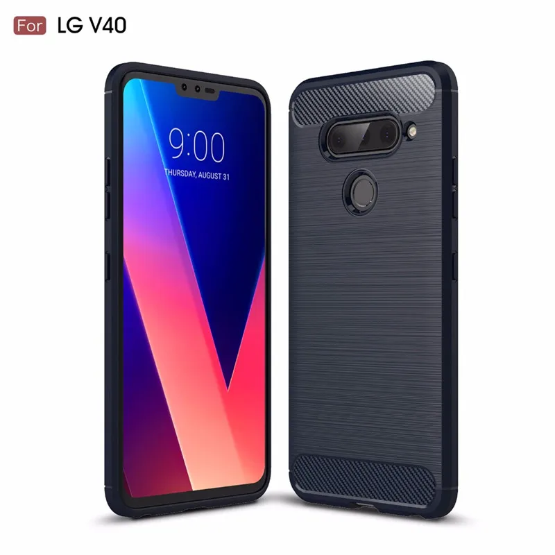 Custodia In Silicone Antiurto Per Lg V40 Thinq Cover Posteriore Protettiva Completa Lg V40 Thinq Custodia In Fibra Di Carbonio Spazzolata Lg V40