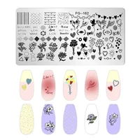 1 Piece Wedding Nail Art Stamping Plates Hearts Rose Flowers Design Valentine's Day Nail Art Design Nail Templates 2