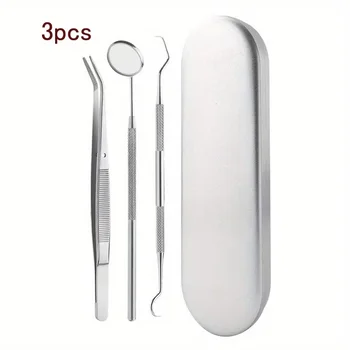 Dental Tool Set Dental Mirrors Oral Scope Tweezers 3pcs Stainless Steel Teeth Cleaning Tool Oral Dental Cleaning Kit Dentist 7