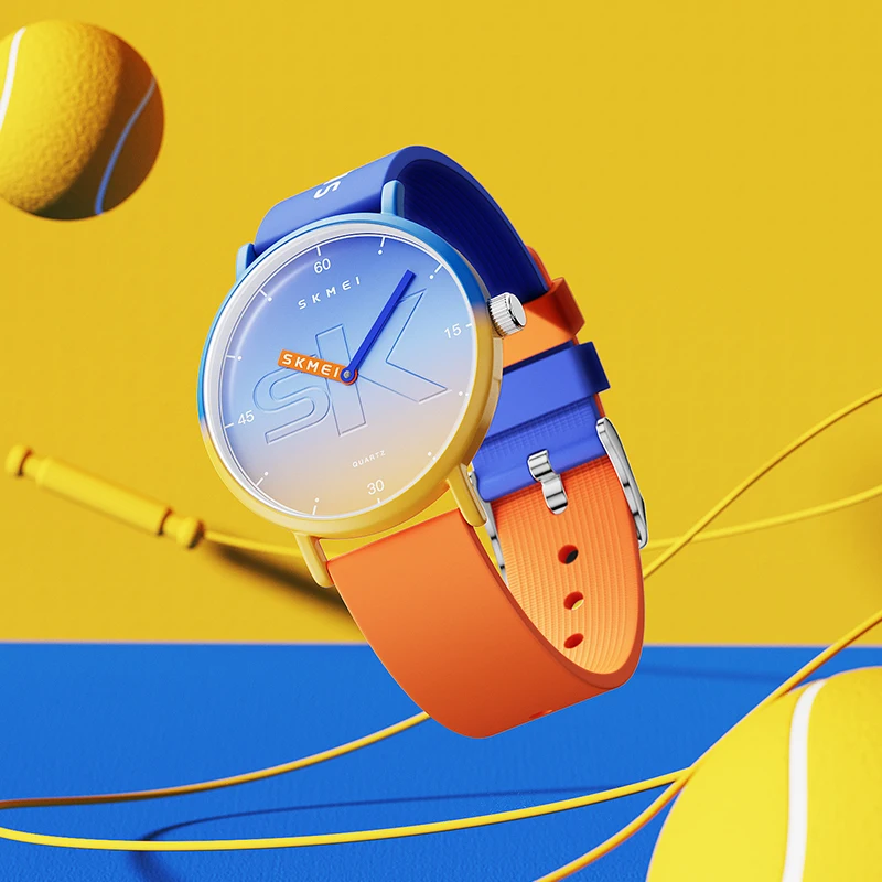 SKMEI Colorful Fashion Ladies Watches PU Transparent Shockproof Teenager Girls Wristwatches Quartz Waterproof reloj mujer 7038