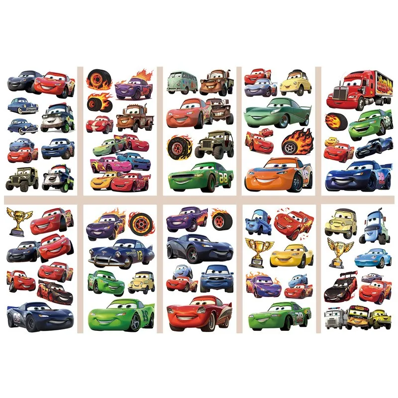 Disney Lightning Mcqueen Temporary Tattoo Sticker For Funny Birthday Party Gift 10Pcs/set