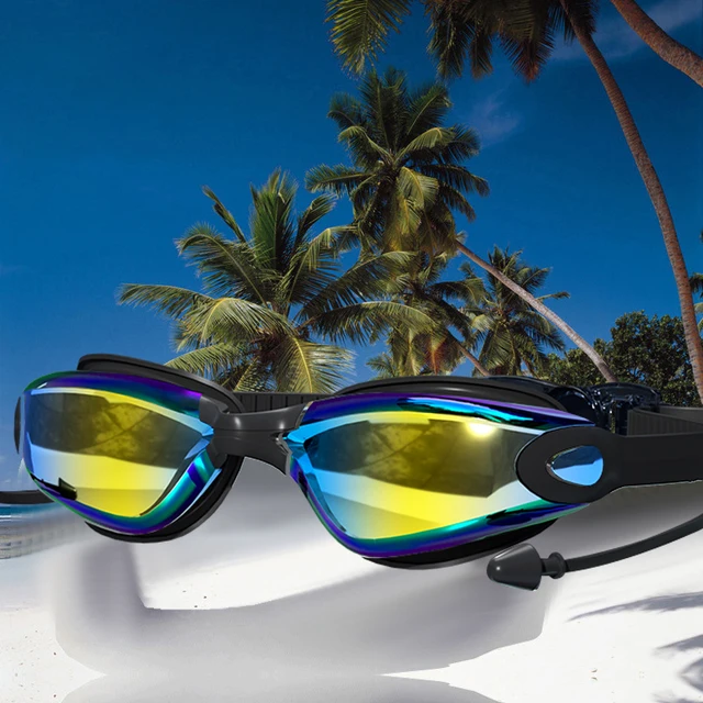 Swimming goggles are waterproof, anti fog, high-definition, with swim cap, nose clip, earplugs, Men Women 3