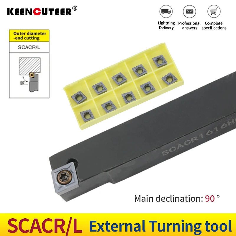 1/2" Lathe Tool Holder SCMCN1212H09-100 + 10 Carbide Inserts CCMT09T304 - Turning Tool Set
