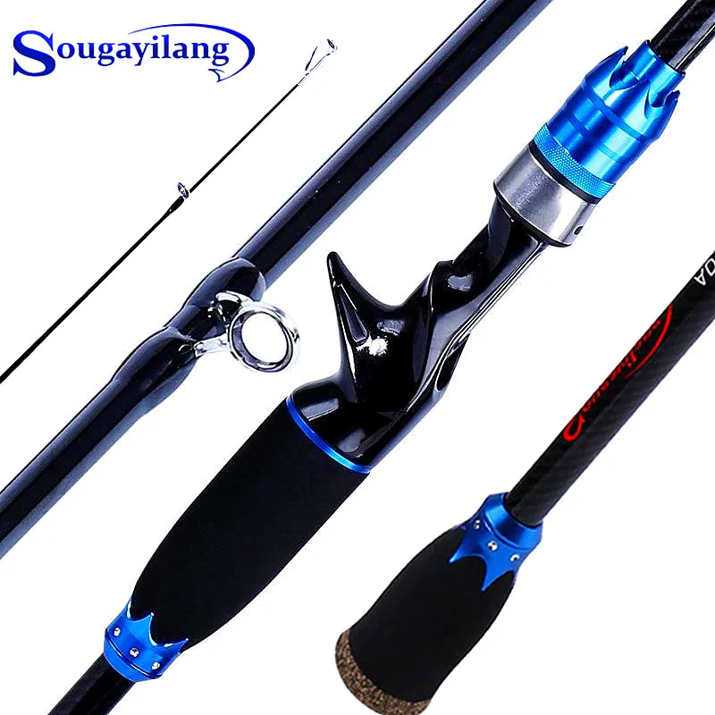 Sougayilang Casting Spinning Fishing Rod Carbon Fiber 1.8-2.1M 4 Section Lure Freshwater SaltWater Travel Tackle | Спорт и