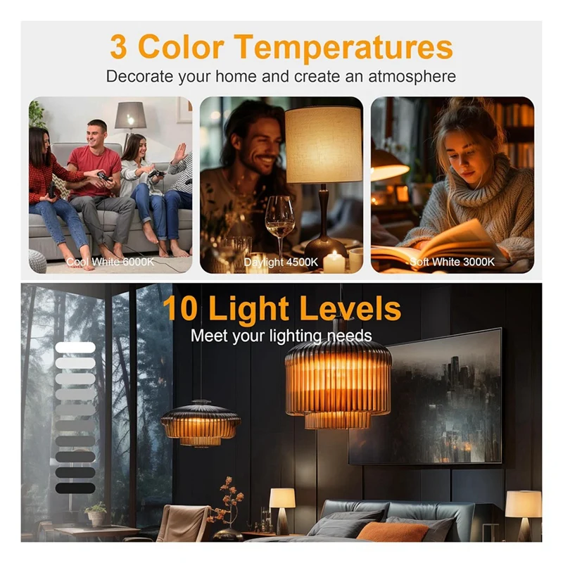 Rechargeable Battery Operated Light Bulb 300LM E26 Screw In for Lamps with Remote Control Dimmable&Timer