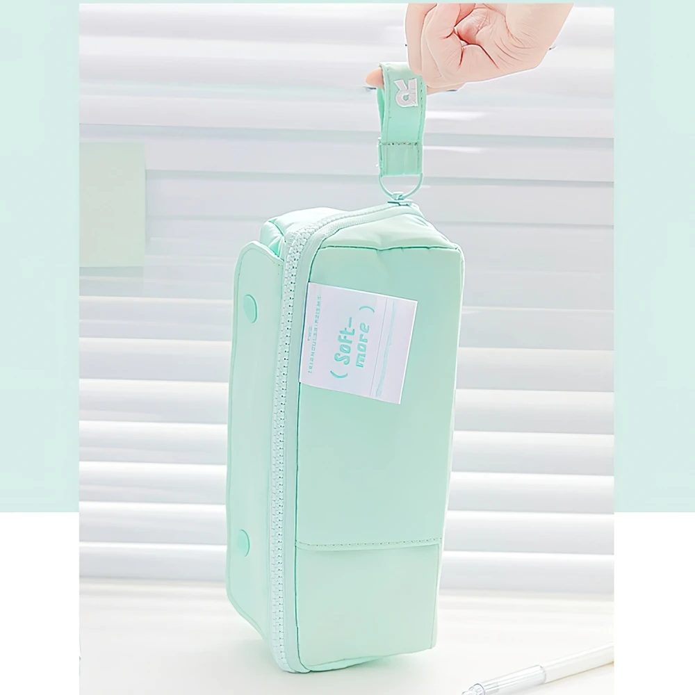 Prism Pencil Case Pen Bag Sweet Color Large Capacity Soft More Pocket Storage Pouch for Stationery School F7446