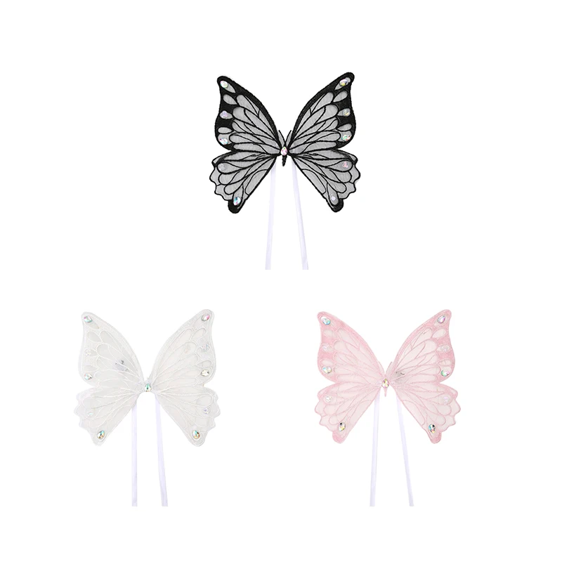 Valentine's Day Cake Topper Decoration Handmade Big Butterfly Insert Queen Mother Happy Birthday Love Led Light Baking Supplies