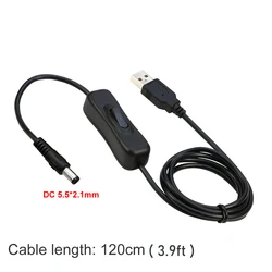 Type C Micro USB Charging Cable with On/Off Power Switch for Versatile Applications (USB to DC 5.5x2.1mm)