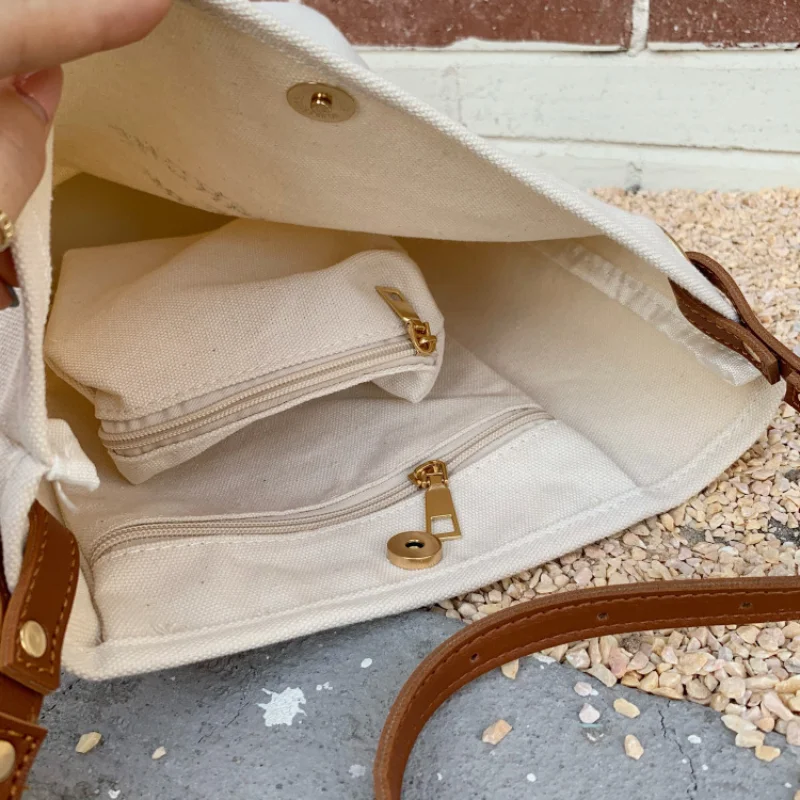 Women Shoulder Bag Large Capacity Canvas Shopping Bags Female Handbags Reusable Tote Crossbody Bag with A Purse Composite Bag