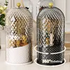 Diamond Birdcage Makeup Brush Holder with Lid 360 Rotating Clear Dustproof Makeup Brushes Organizer for Vanity Lipstick Holder 1