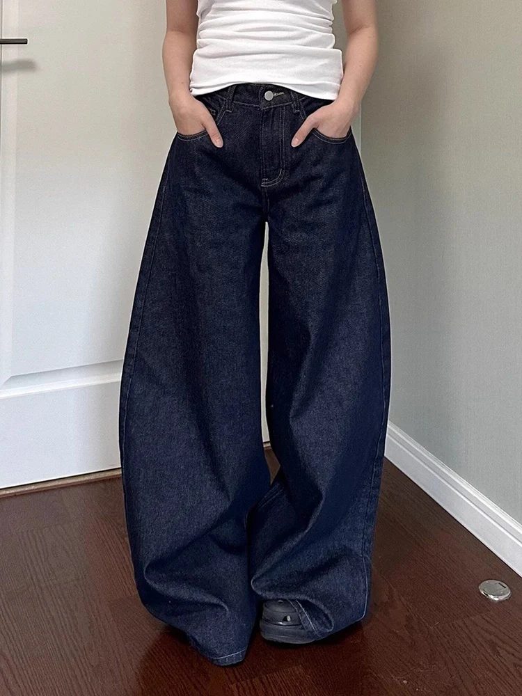 

HOUZHOU High Street Y2k Baggy Jeans Women Vintage Korean Fashion High Waist Oversize Wide Leg Denim Pants Grunge Casual Trousers