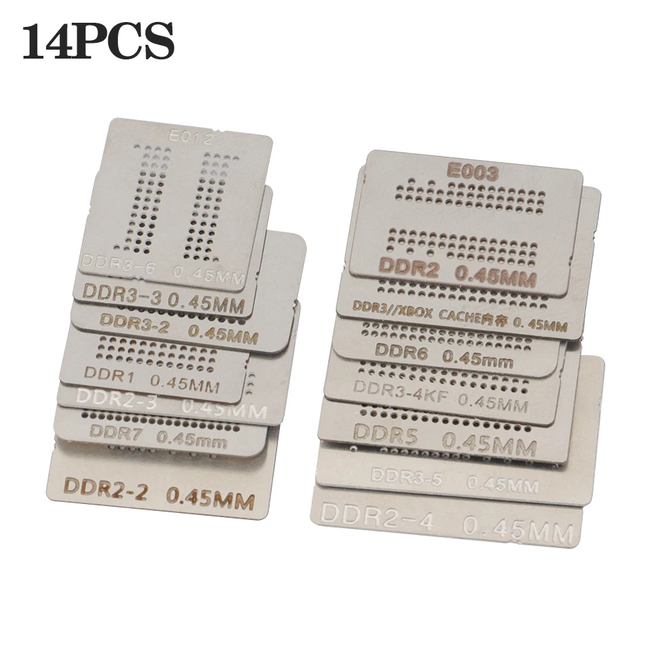 14/20pcs/set Chip Repair Tool Set BGA Flocking Ball Stencil For DDR4-BGA96 BGA78 DDR3-2 DDR5 DDR6 DDR7