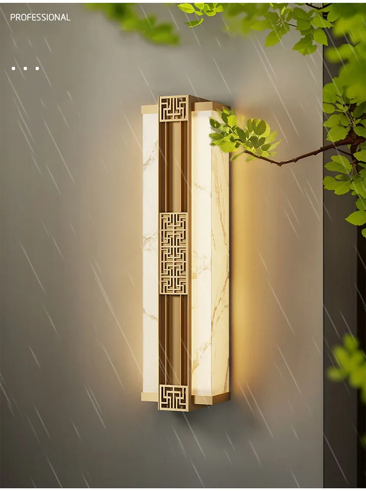 Description Picture 5 of itemLuxury Lmitated Marble LED Wall Lamp Chinese Style Waterproof IP65 110V 220V Porch Light For Outdoor Street Path Sconce Adorn