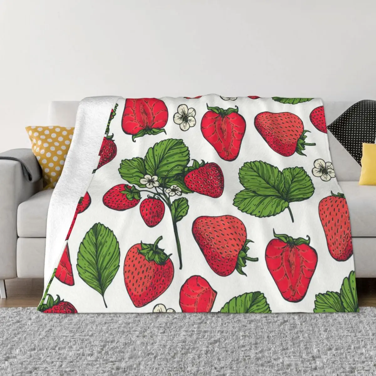 

Strawberry Pink Cute Plaid Blanket Lightweight Breathable All-Season Comfort Throw Blankets for Bedroom Room Decor