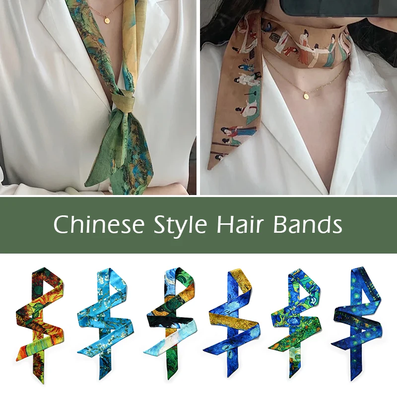 Chinese Style Hanfu Hair Bands Women Hanfu Accessories Multi-function 150cm Oil Painting Long Ribbon Tie Scarves Ribbon Belt the hermitage nederlandish flemish dutch painting