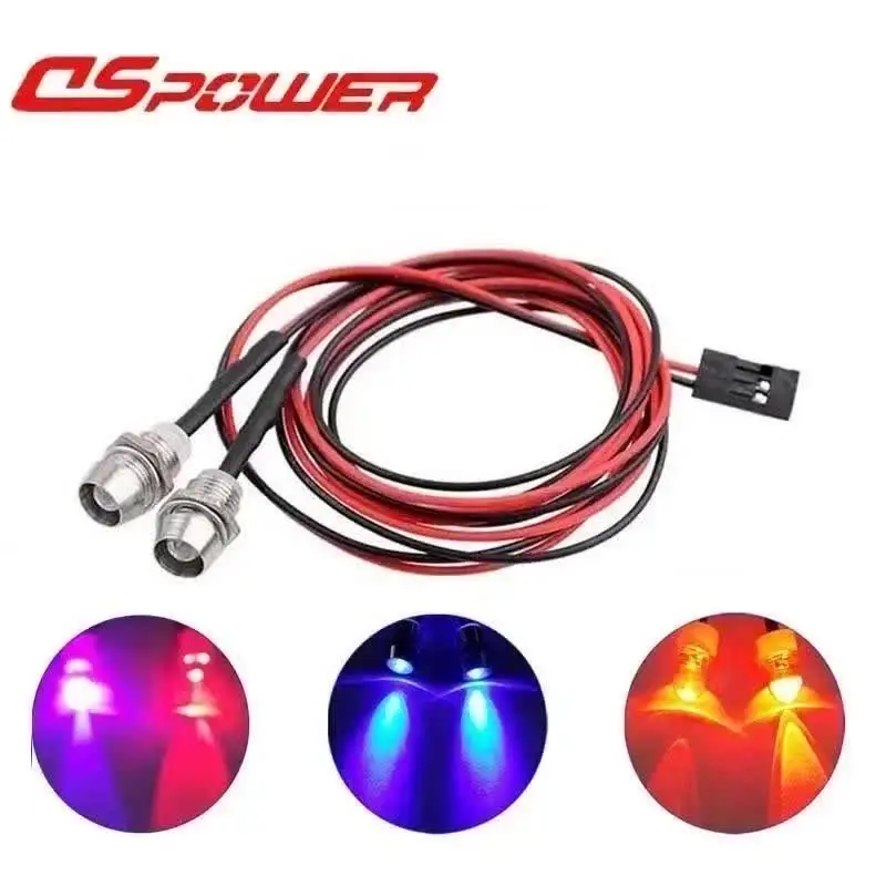 Set Luci LED Per Auto RC T Best, 6 Pezzi (2 Bianche 5mm, 2 Rosse 5mm, 2 Blu 3mm), 3-7V, Con Portalampada In Metallo - 3