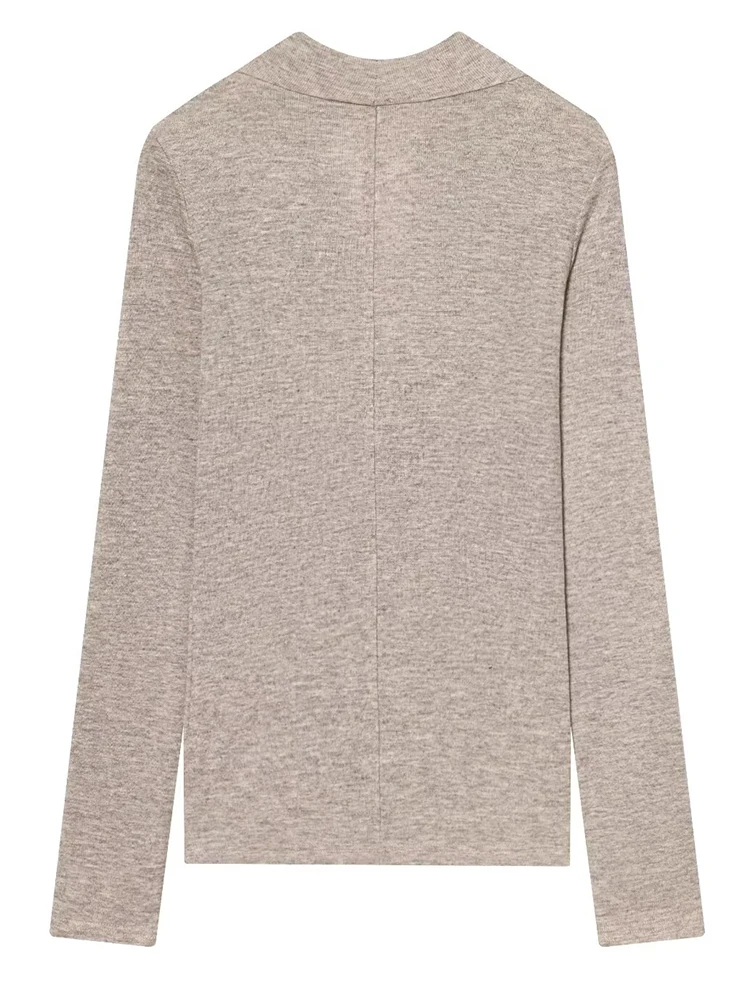 Women's Simple Style T-Shirts Spring Autumn Fashion Drooping Ruched Short T Shirts for Women Streetwear Long Sleeve Casual Tops