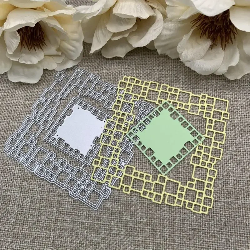 Gitterförmiger quadratischer Rahmen, Metall-Stanzschablonen für DIY-Scrapbooking, dekorative Handarbeit, Stanzschablone, Form