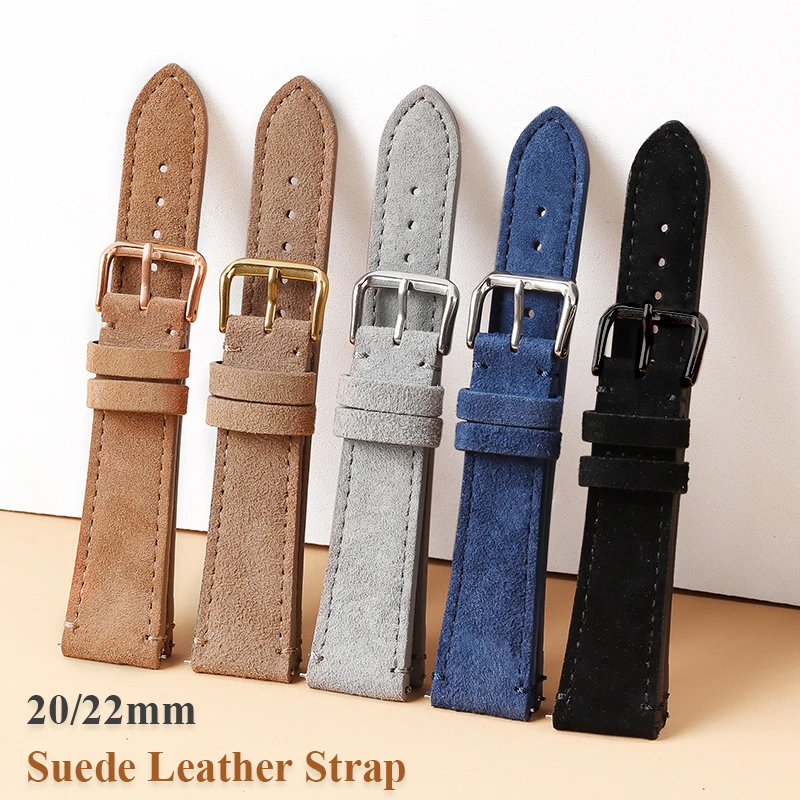 Vintage Brown Suede Leather Watch Strap with Quick Release