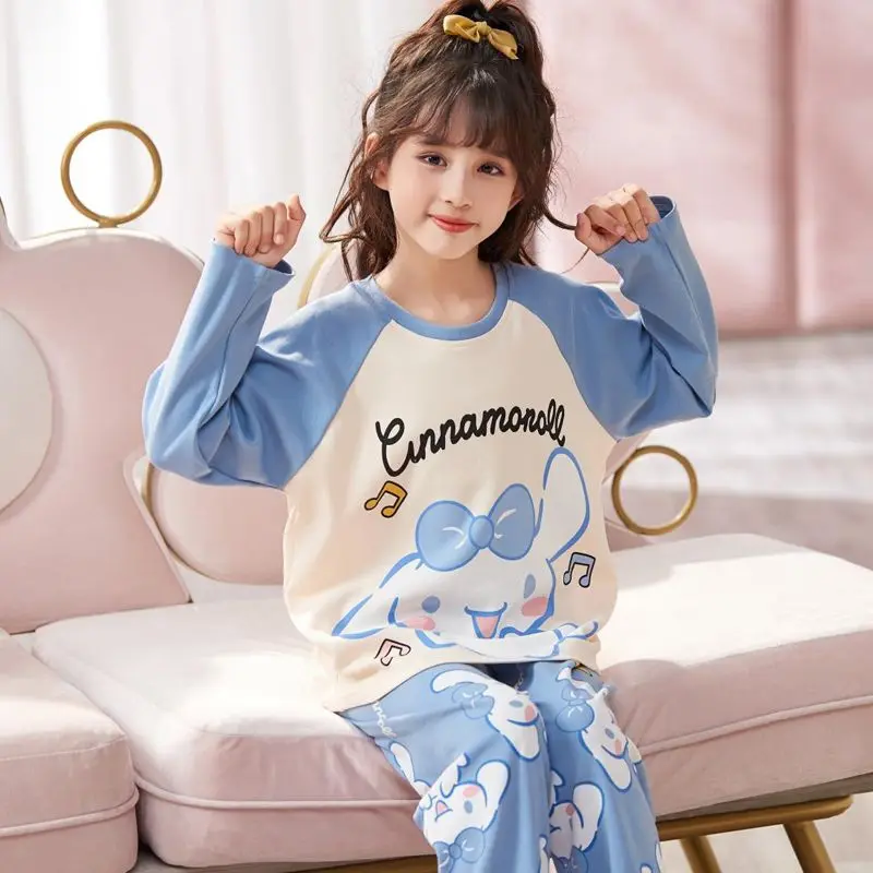 

Sanrio Cinnamoroll Children's Pajamas Loungewear Round Neck Suit Long Sleeves Close To The Body Soft Princess Cartoon Kawaii 23