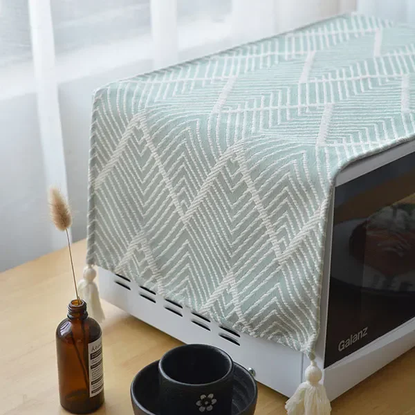 Microwave Oven Oven Cotton Linen Cover Cloth Simple Modern Refrigerator Dust Cover Cover Nordic Style Washing Machine Mat