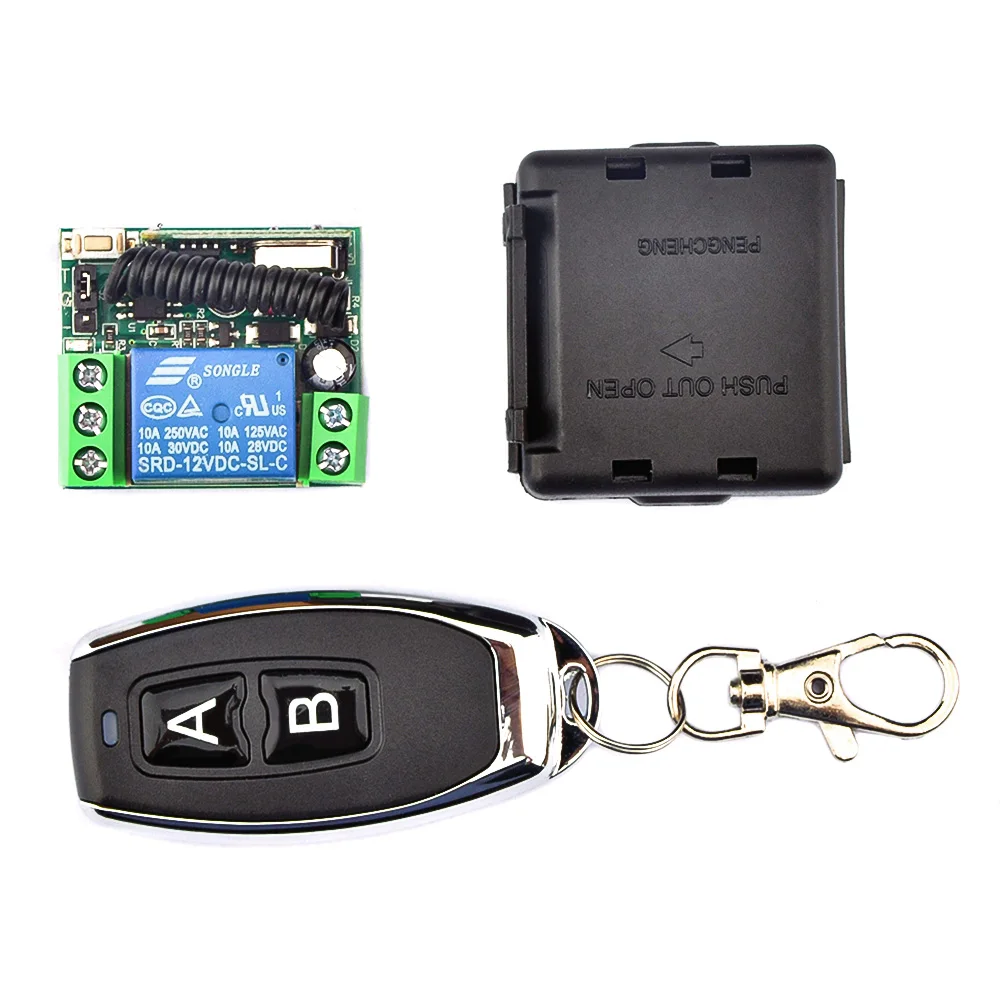 

DC12V 10A Relay 1 CH 433Mhz Wireless RF Remote Control Switch Transmitter with Receiver Module For LED Light Door Remote Control