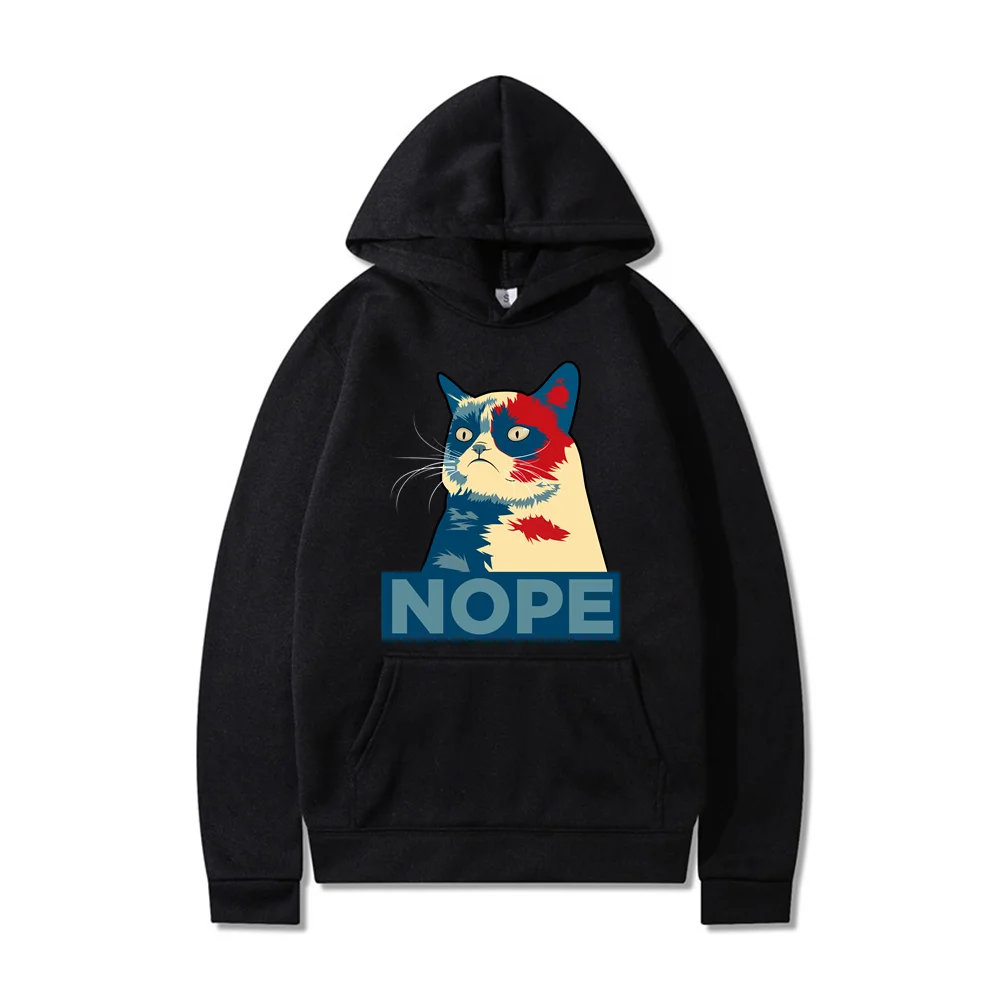 

Funny Cat Nope Print Sweatshirts Men Women Fashion Oversize Hip Hop Sweater Winter Concise Funny Animal Unisex Casual FD57315177