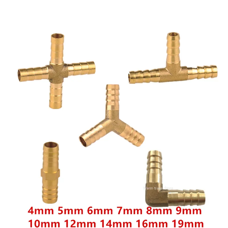 Brass splicer pipe fitting hose pipe fitting pipe fitting water pipe fitting tee adapter water faucet adapter T X Y U type hose barb 4mm 6mm 8mm 10mm 12mm copper barbed connector joint coupler adapter