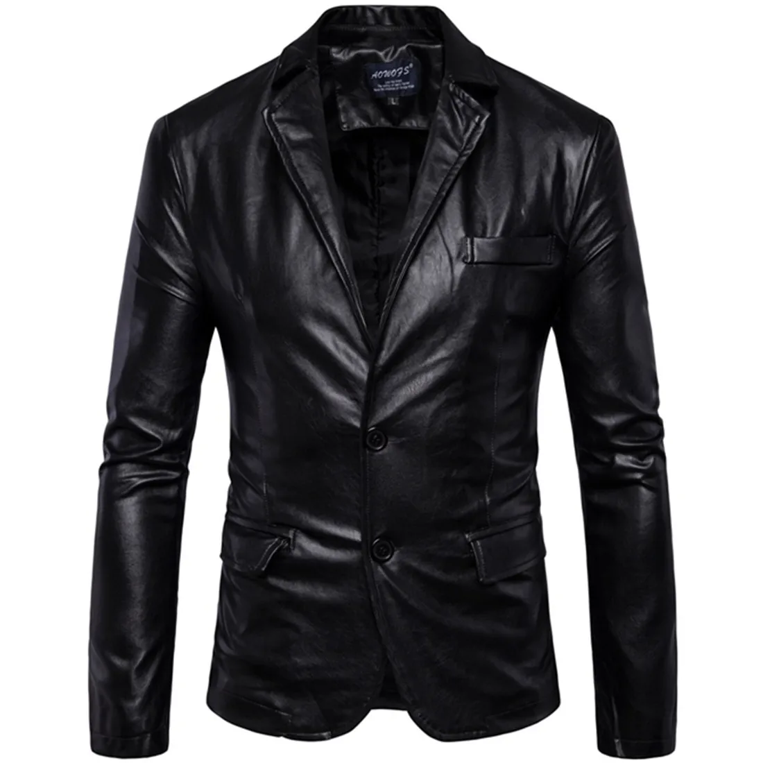 

Men's Business Casual Classic Simple Style Solid Color Leather Jacket / 2021 New High Quality Male PU Suit Blazers Coat