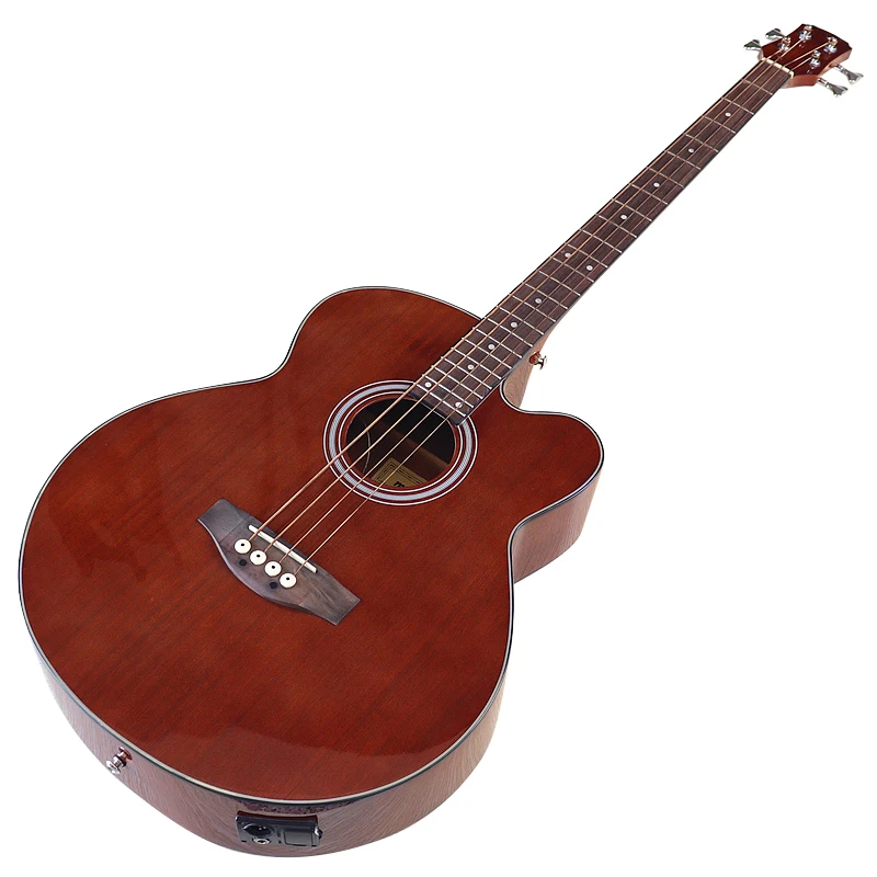 

Полноразмерная акустическая бас-гитара Sapele, 4 струны, 43 дюйма, электрическая фольклорная гитара, 24 лада, коричневого цвета с EQ