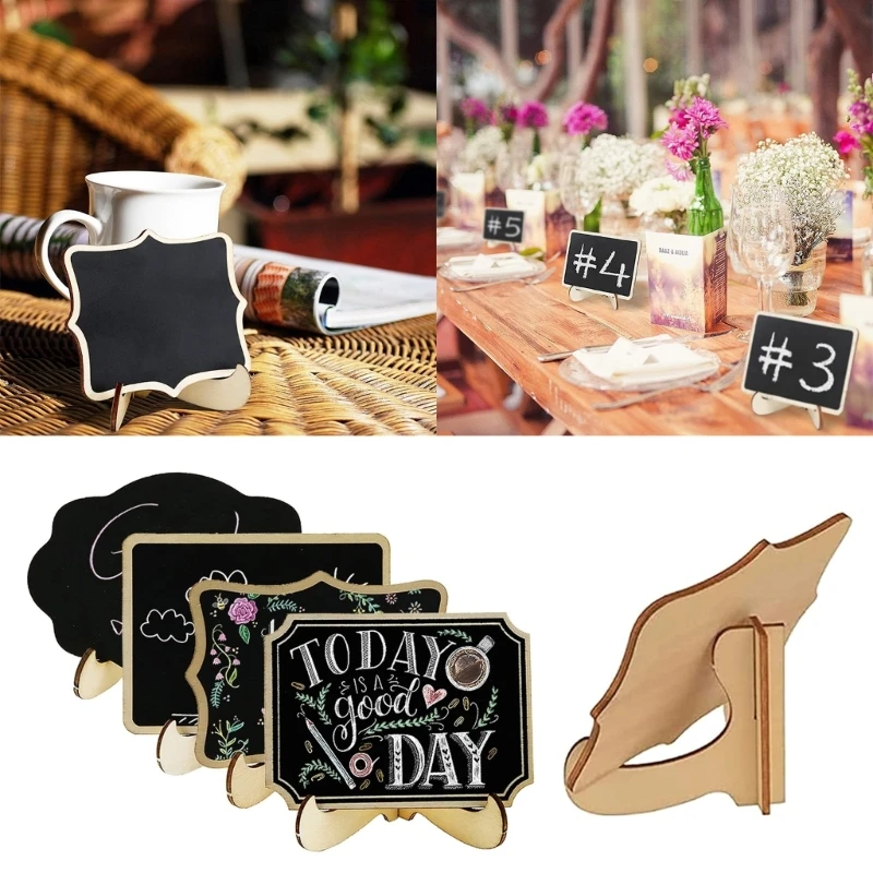 

F3MA Pack of 10 Blackboards Signs with Easel Stand for Name Tags and Table Numbers