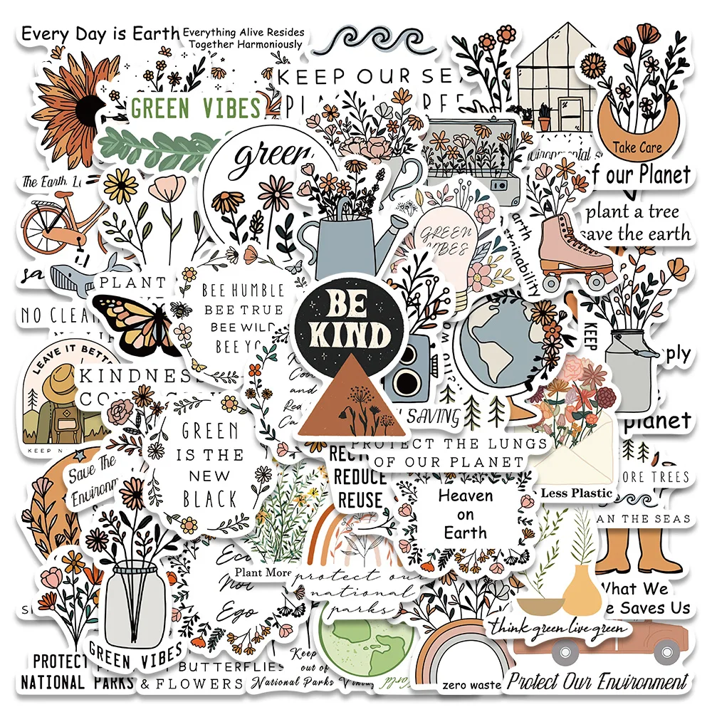 

10/50Pcs Protect The Environment Stickers English Decals For Laptop Luggage Fridge Scrapbook Phone Guitar Graffiti Stickers