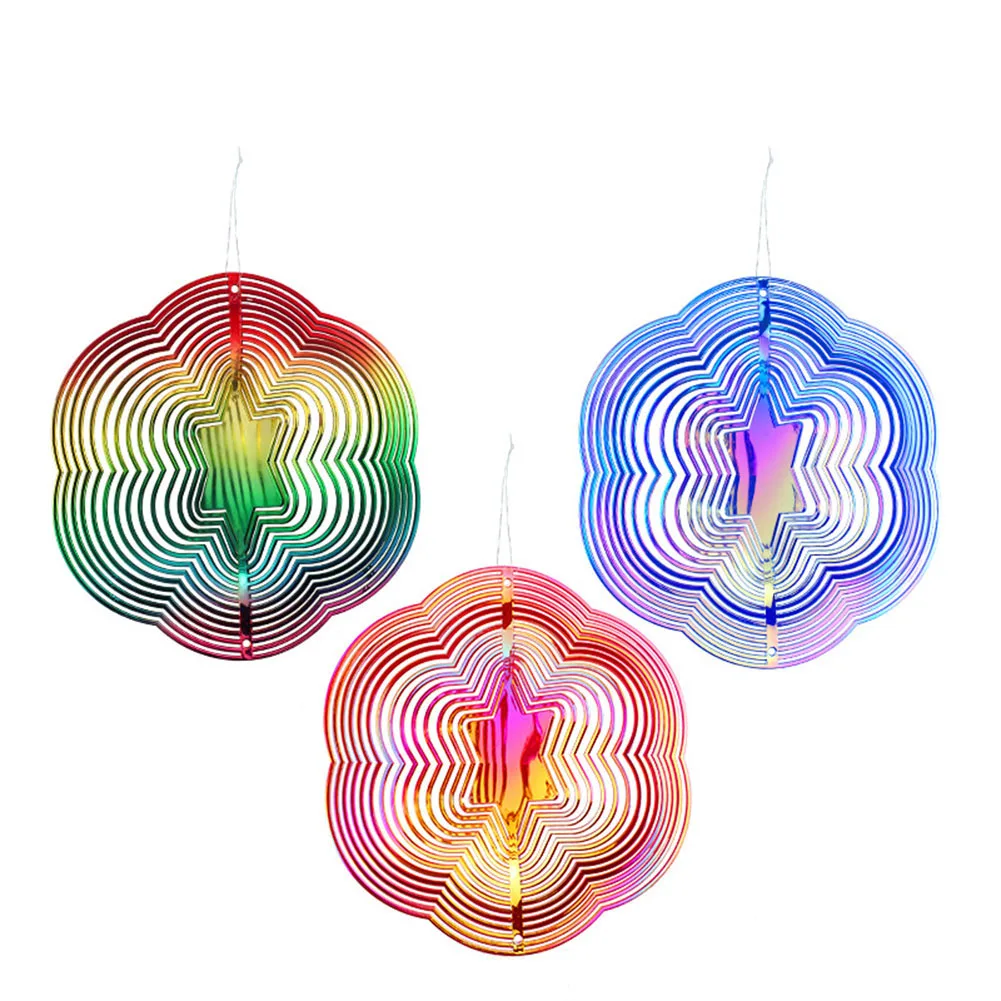 ABS Hexagonal Wind Spinner 20.1*20.1cm Colorful 3D Bird Repelling Wind Chime Household Garden Balcony Decoration Parts 1pcs outdoor wind chimes solar wind spinner