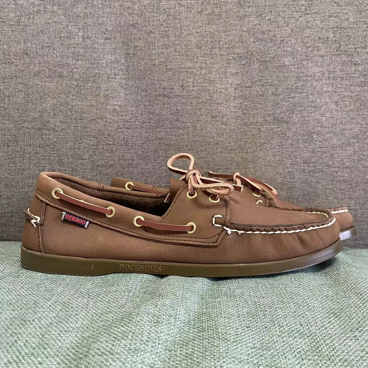 

Men Homme Authentic Sebago Docksides Shoes - Premium Leather Moc Toe Lace Up Boat Shoes 184A