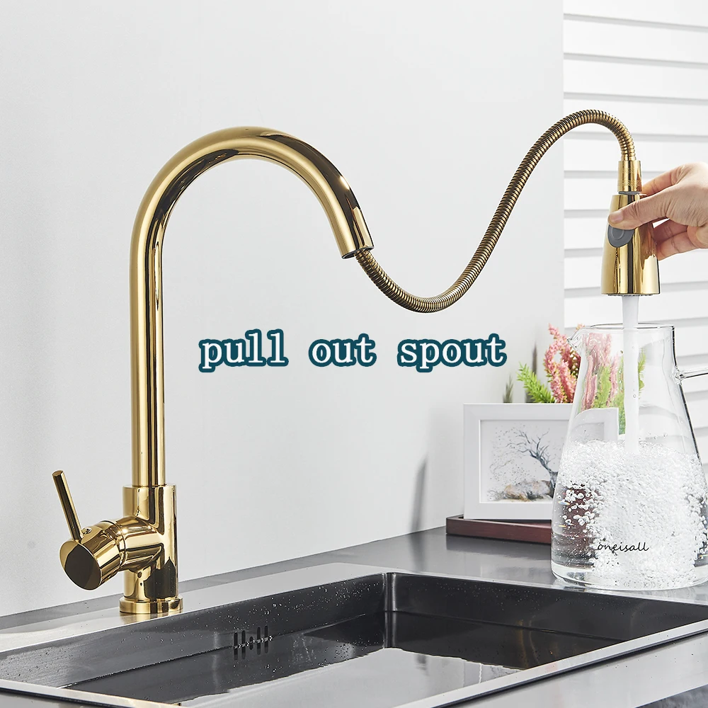 pot filler faucet Chrome Kitchen Sink Faucet Pull-out Swivel Spout Deck Mounted Kitchen Crane Single Handle Hot Cold Water Mixer Taps double sink kitchen