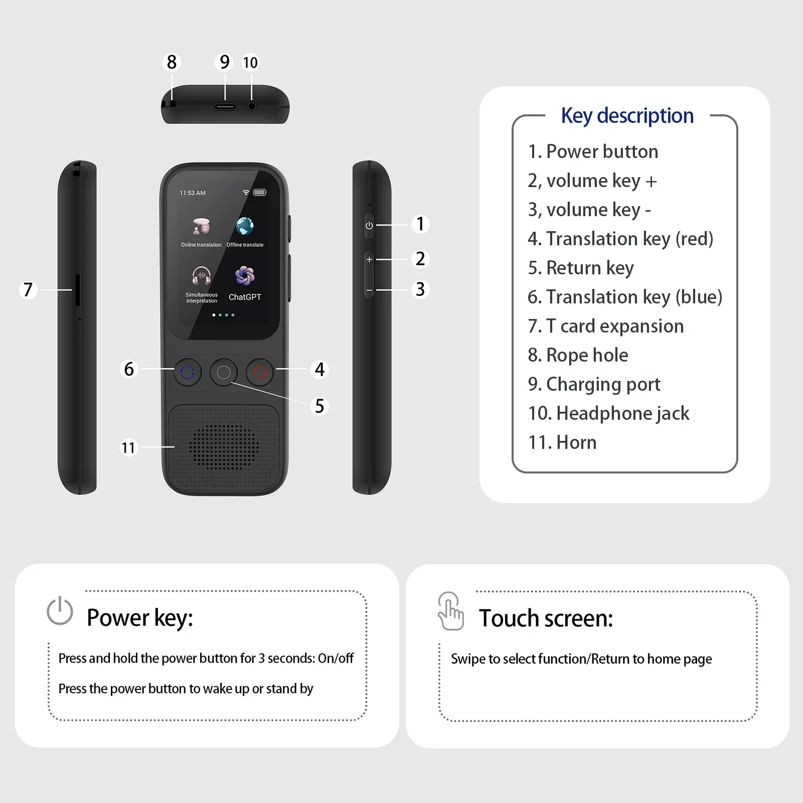 S80 Language AI Translator Voice Translating 17 Offline Interpretation Translation Simultaneous Device with 138 Languages