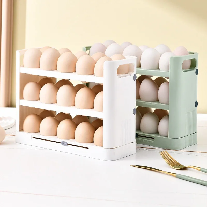 Egg Dispenser Egg Storage Box Egg Storage Container Egg Holder for Refrigerator Detachable 36 Flip Egg Storage Organizer Refrigerator Side Door Holder with Timer