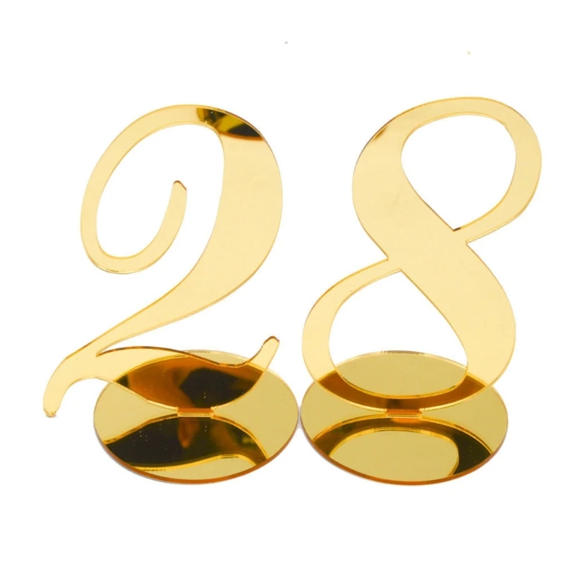 10pcs Wedding Table Numbers Decoration for Wedding Centerpieces Gold Mirror Acrylic Signs Reception Number Freestanding 87HA