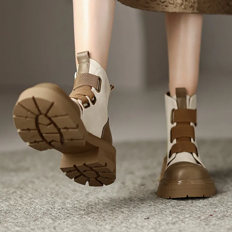 

Женские короткие ботинки на платформе, толстая резиновая подошва, черные зимние сапоги для верховой езды на резинке