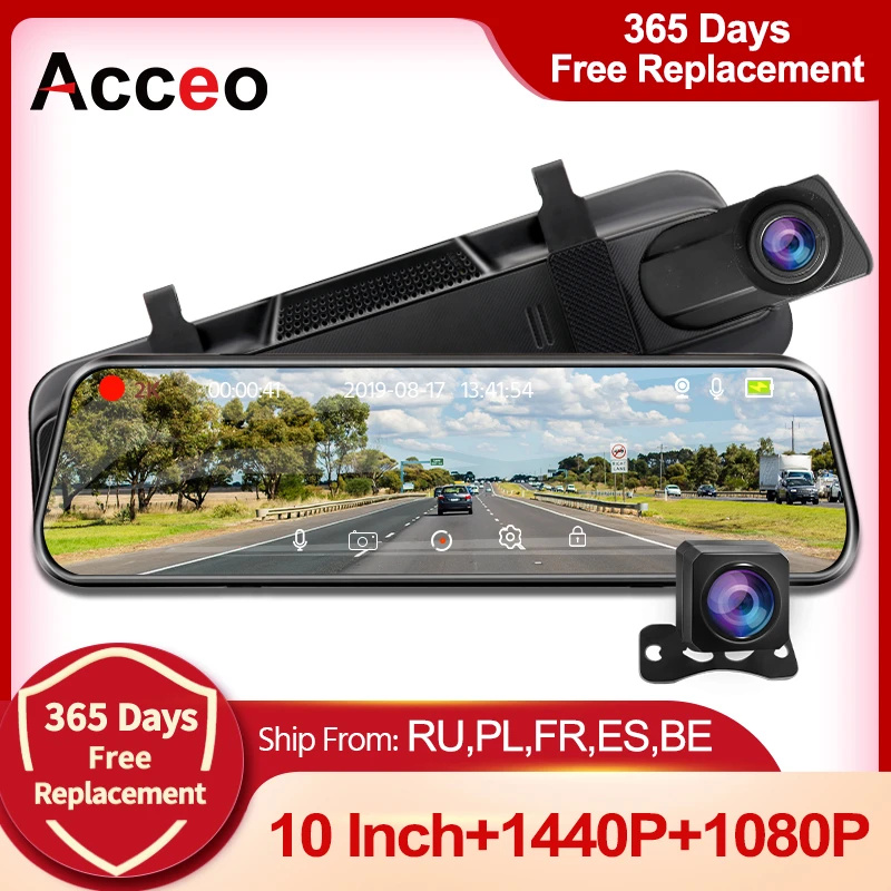 Acceo Mirror Camera for Car Touch Screen Video Recorder Rearview mirror